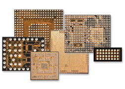 Multiple types of microchips superimposed on a white background